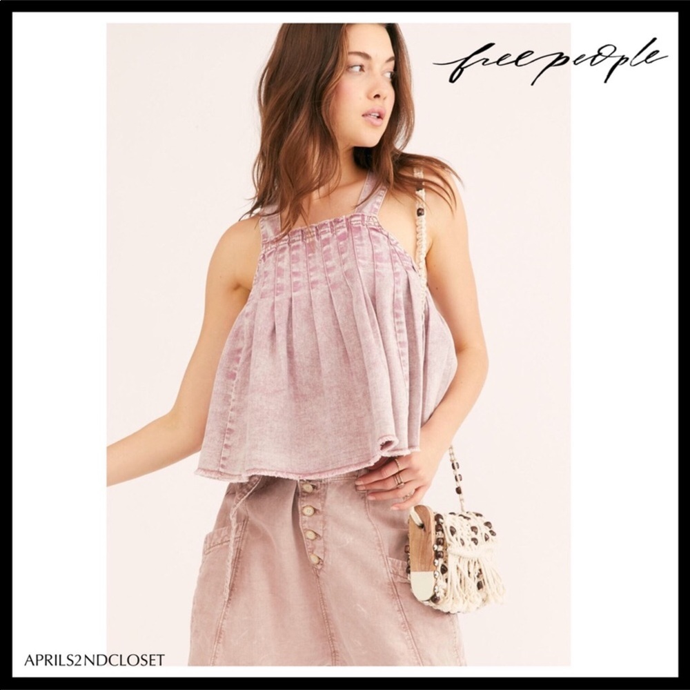 FREE PEOPLE BOHO FLOWY TANK TOP CROP BABYDOLL A2C - Picture 2 of 12